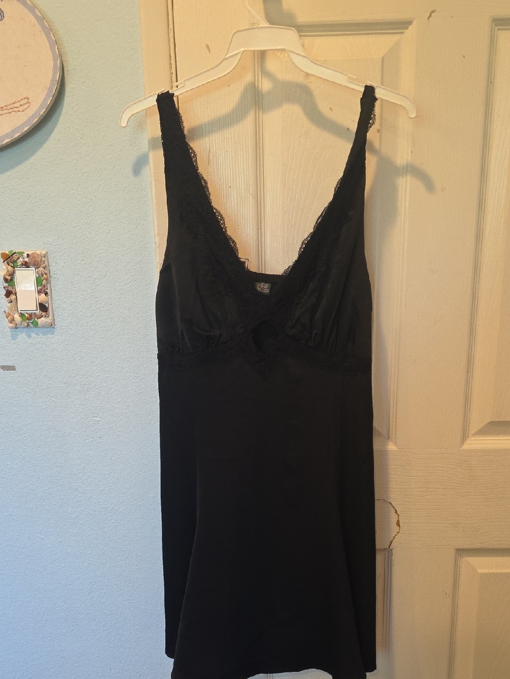 Women's Black Lace-Trim Slip Dress